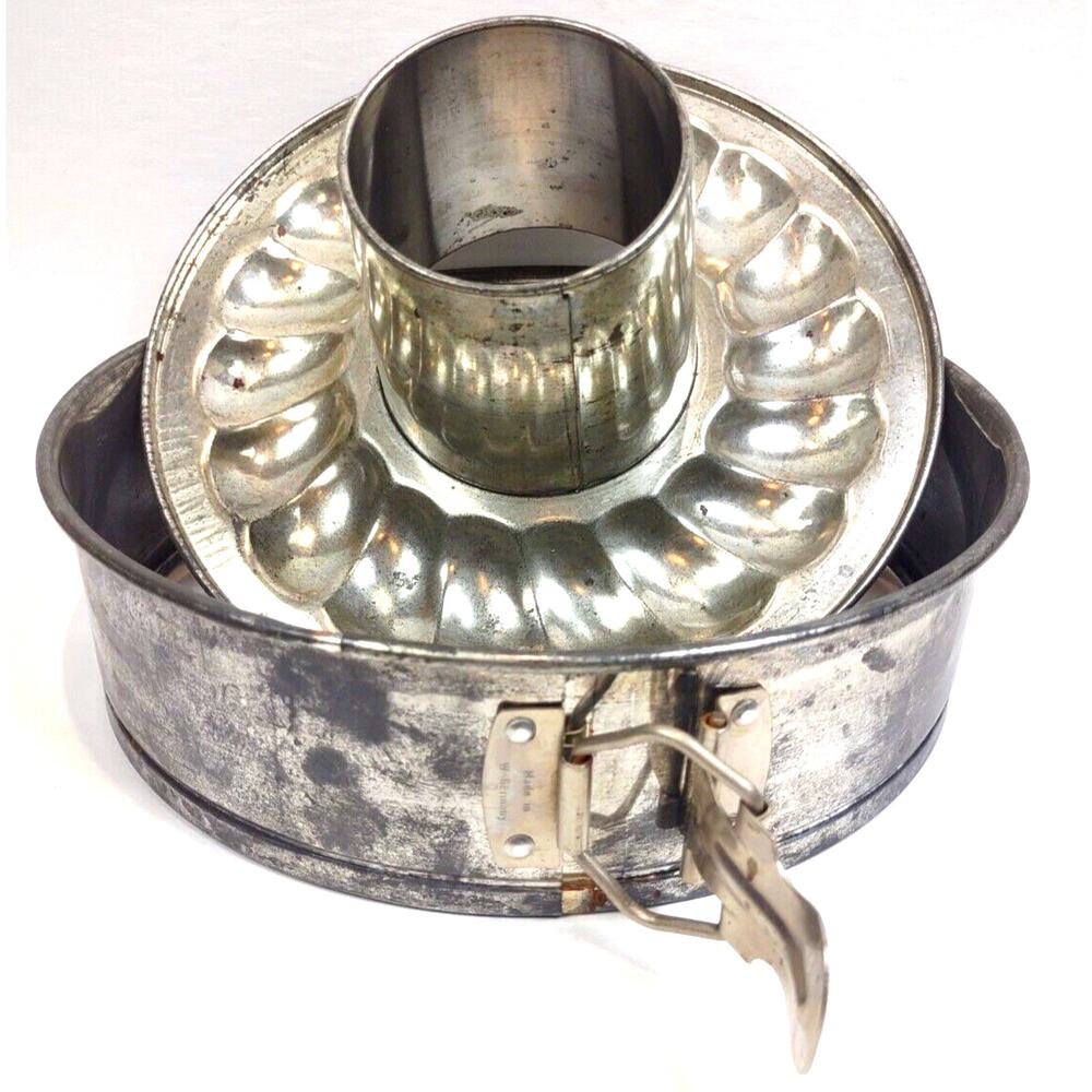 Vintage Springform Bunt Cake Pan 2 Piece Germany Made Country Kitchen Farmhouse